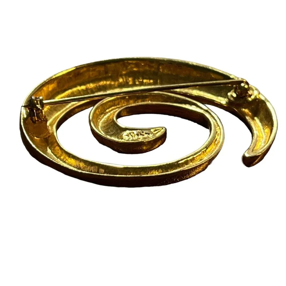 Napier Brooch Swirl‎ Circle Goldtone Vintage Swirl Pin